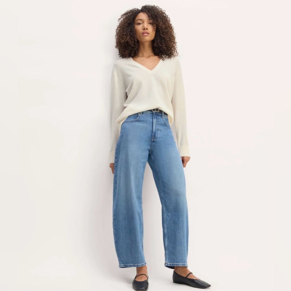 Everlane Cream Cashmere V-Neck Women's Sweater Small - bone color